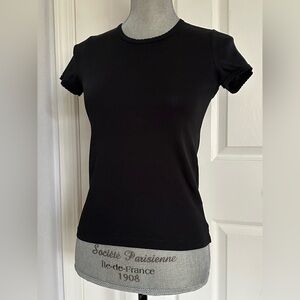 Rag & Bone black baby tee with scalloped trim women’s size XS